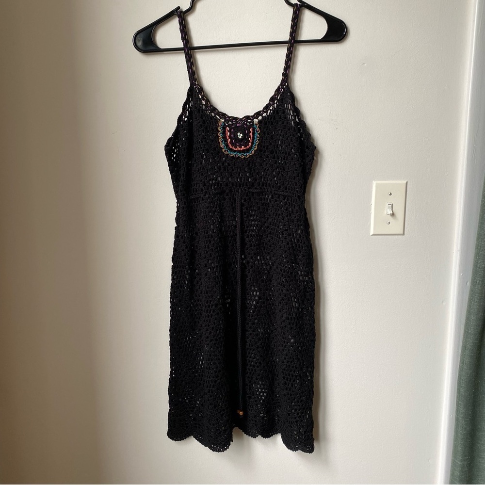 Black Crochet Dress Beach Coverup size M